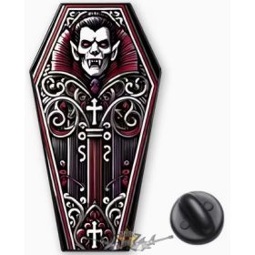   Drakula koporsóban - gotikus horror koponya koporsó    import fém  jelvény