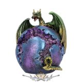   Crevice Keeper Green Dragon Purple Geode Figurine. U5428t1. fantasy figura