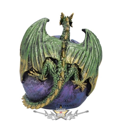 Crevice Keeper Green Dragon Purple Geode Figurine. U5428t1. fantasy figura