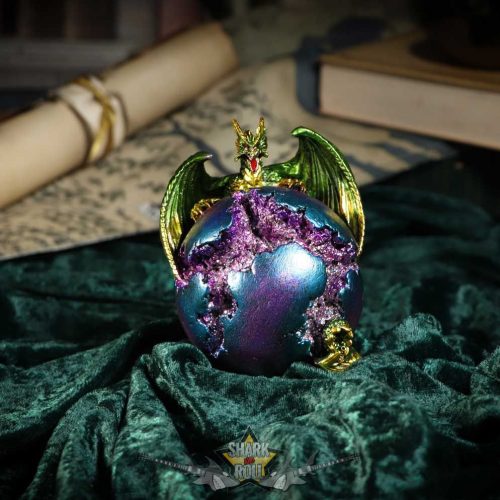 Crevice Keeper Green Dragon Purple Geode Figurine. U5428t1. fantasy figura