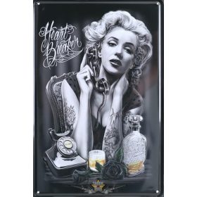   MARILYN MONROE  - HEART BREAKER -  Metal Sign.  20X30.cm. fém tábla kép