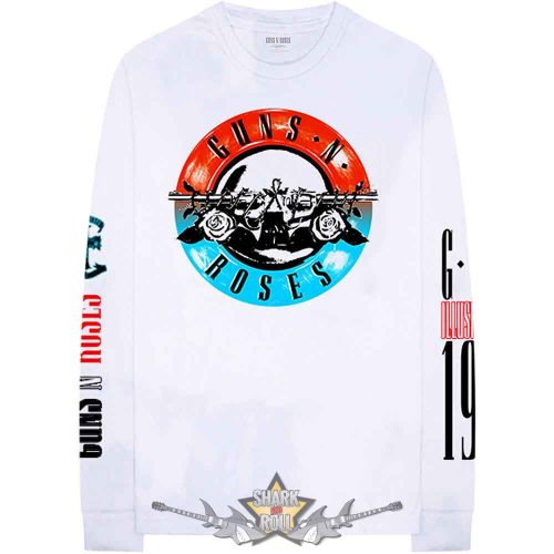 Guns N Roses - Unisex Long Sleeve T-Shirt.  Motorcross Logo (White)  férfi zenekaros póló