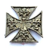 Iron cross - 4 skull,  BE. fém motoros jelvény