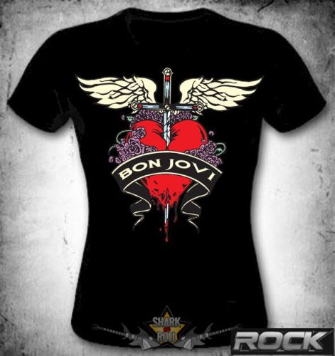 BON JOVI - HEART LOGO.  MT.092.  női póló