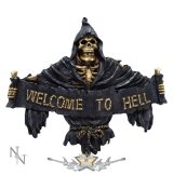  Üdvözöljük a pokolban ! Welcome To Hell Skeleton Grim Reaper Hanging Sign. NEM3944. koponya figura