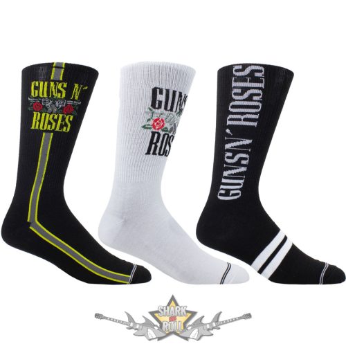 Guns N Roses - Unisex Sock Guitar Tin.  Logos (Multicolour) (UK Size 6.5 - 11)  Fémdobozos Limitált zokni szett