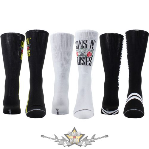 Guns N Roses - Unisex Sock Guitar Tin.  Logos (Multicolour) (UK Size 6.5 - 11)  Fémdobozos Limitált zokni szett