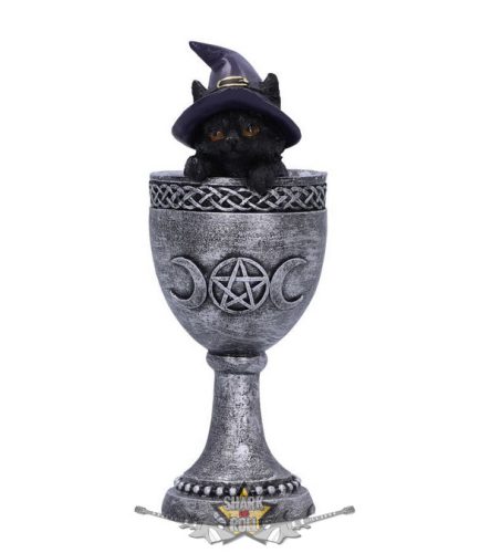 BLACK CAT - Coven Cup Black Cat Ornament 15.7cm. U6320X3.  fantasy dísz,kehely. serleg