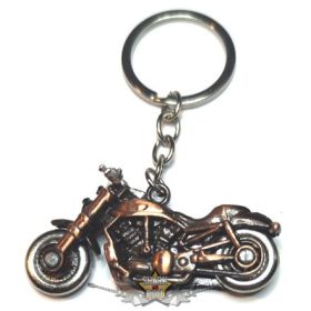  Motoros - Biker 2.  Kulcstartó, forgó kerekekkel. Bronz szin.  Medál,. fém kulcstartó