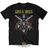 Guns N Roses - Unisex T-Shirt.  Pistols & Roses (Black) (Back Print)   férfi zenekaros póló