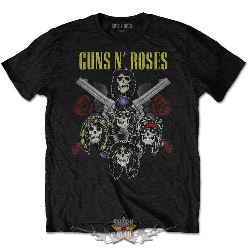Guns N Roses - Unisex T-Shirt.  Pistols & Roses (Black) (Back Print)   férfi zenekaros póló