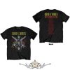 Guns N Roses - Unisex T-Shirt.  Pistols & Roses (Black) (Back Print)   férfi zenekaros póló