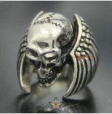 Angel wings - skull ring.  Steinless Steel. gyűrű
