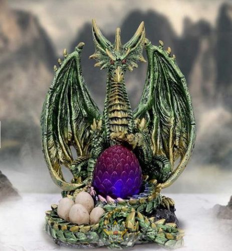 Fényhordozó Fém Sárkány Figura - Light Bearer Metallic Dragon Figurine 19.5cm. U6289X3..  sárkány dísztárgy