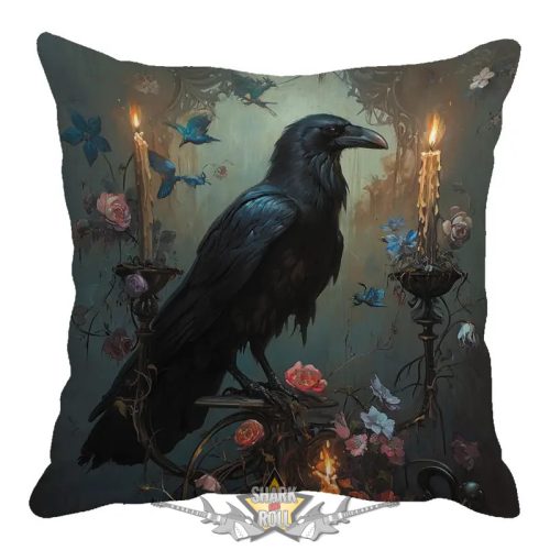 Crows - Mysterious Art Square Poliészter Párnahuzat. Prémium import díszpárnahuzat