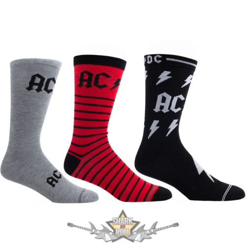 AC/DC - Unisex Sock Guitar Tin. Logos (Multicolour) (UK Size 6.5 - 11)  Fémdobozos Limitált zokni szett