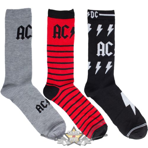 AC/DC - Unisex Sock Guitar Tin. Logos (Multicolour) (UK Size 6.5 - 11)  Fémdobozos Limitált zokni szett