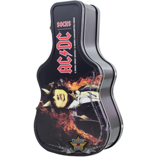 AC/DC - Unisex Sock Guitar Tin. Logos (Multicolour) (UK Size 6.5 - 11)  Fémdobozos Limitált zokni szett