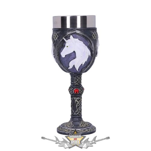 Unikornis - Celtic Purple Unicorn Refreshment Goblet Wine Glass 19cm. U0003a3.. fantasy dísz,kehely