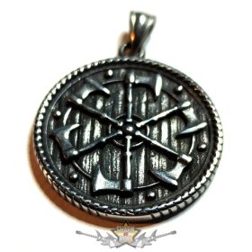   Viking pajzs - rajta keresztezett fegyverekkel. .Stainless Steel.  JEG.  nyaklánc, medál
