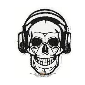 Koponya - Fejhallgatóval.  hímzett felvarró