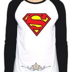   SUPERMAN - LOGO LS Baseball Shirt WHITE-BLACK. . import filmes  póló