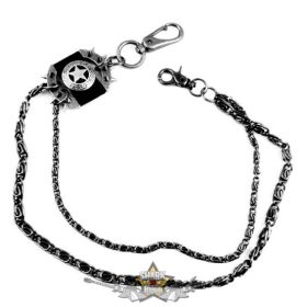   2.soros - Nadráglánc, pénztárcalánc *  Steampunk - Csillag design. JVP.   Dark - fekete.  oldal lánc