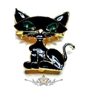 Black cat. bross, kitűző.  
