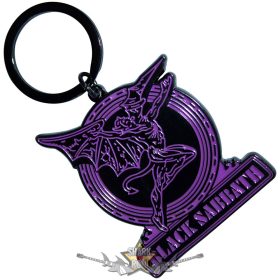   Black Sabbath - Keychain.  Purple Text Logo & Daemon. BSKEY11   import fém kulcstartó