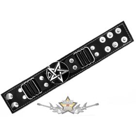   Szegecses karkötő pentagramma. 2 design.   JVP. karkötő, csuklópánt. 