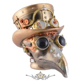   Steampunk - Skull Plaque. orvos, pilóta szemüveggel, sárgaréz színű. 839-2610.     koponya figura