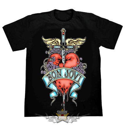 BON JOVI - HEART LOGO. Sword.   SD.   férfi zenekaros  póló. 