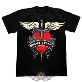 BON JOVI - HEART LOGO.  SD.   férfi zenekaros  póló.  BON JOVI - HEART LOGO.  SD.   férfi zenekaros  póló.