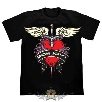 BON JOVI - HEART LOGO.  SD.   férfi zenekaros  póló. 