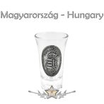   Magyarország - Kossuth Címer fémcímkés. Pálinkás pohár 5cl  üvegpohár, felespohár