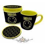 Nirvana – Smiley Mug & Coaster In Tin. fémdobozos bögre 