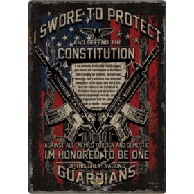  I SWORE TO PROTECT AND DEFEND THE CONSTITUTION TIN   Metal Sign.  20X30.cm. fém tábla kép