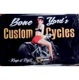   CUSTOM CYCLES - BONE YARD'S -  Metal Sign.  20X30.cm. fém tábla kép
