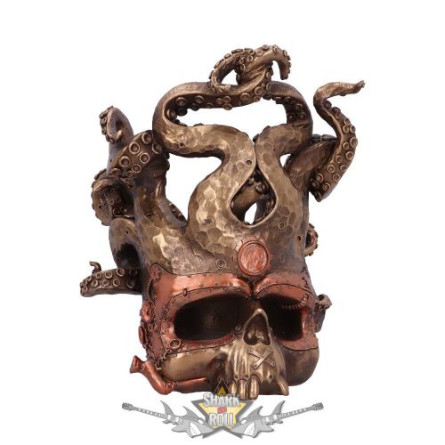 Vino Vessel 21cm Tentacled Steampunk Skull Bottle Holder. D5417t1. borosüveg tartó, koponya figura