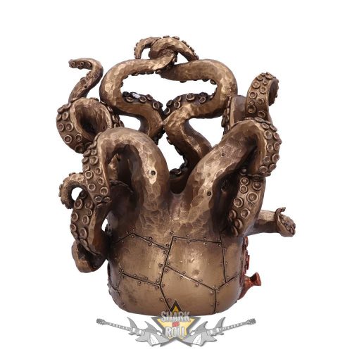 Vino Vessel 21cm Tentacled Steampunk Skull Bottle Holder. D5417t1. borosüveg tartó, koponya figura