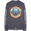 Guns N Roses - Unisex Long Sleeve T-Shirt.  Hollywood Tour (Charcoal Grey) (Back & Sleeve Print)  férfi zenekaros póló