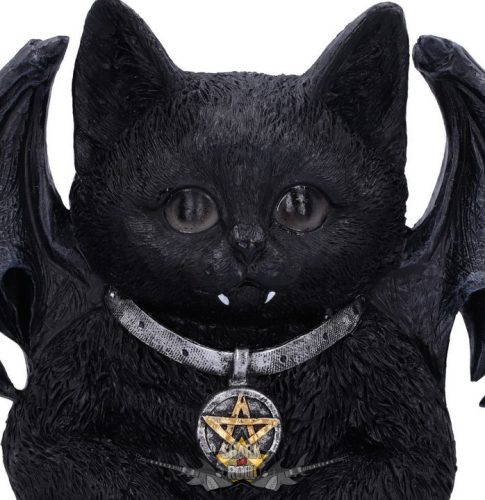 BLACK CAT - Vampuss fekete denevérmacska - Vampuss Black Bat Cat Door Knocker 20cm. U6129W2.  kopogtató   fantasy figura, asztali dísz
