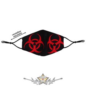   Biohazard. Biológiai veszély. Red. Textil pamut  maszk.  védőmaszk
