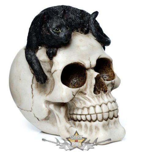 Dekor Koponya - Koponya Fekete Macskával. .SK334.   koponya figura
