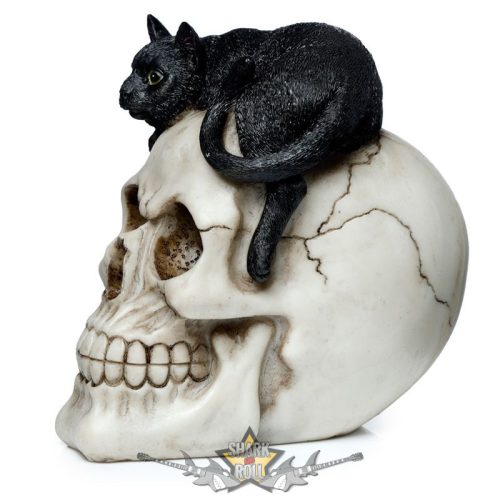 Dekor Koponya - Koponya Fekete Macskával. .SK334.   koponya figura