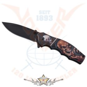   Death Skull. Knife with Red . L.20 m. KI. 9 cm. 774-9077.  hobby, bicska, tőr, dísztárgy
