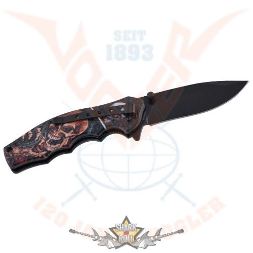 Death Skull. Knife with Red . L.20 m. KI. 9 cm. 774-9077.  hobby, bicska, tőr, dísztárgy