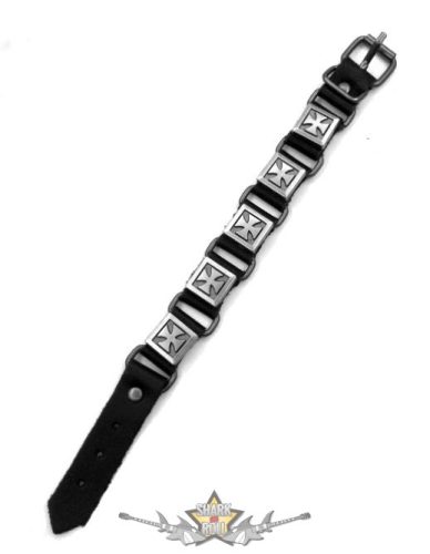 1 soros  -  5 db. négyzet alakú vaskereszttel. Iron cross. JVP.  karkötő, csuklópánt. 