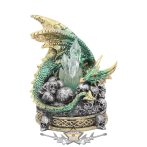   Kristály kripta. Crystal Crypt Green Dragon Figurine 11.5cm. világit  U2411.G6. fantasy dísz