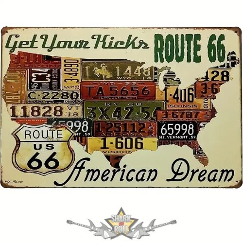 ROUTE 66 - GET YOUR KICKS 2.  20X30.cm. fém tábla kép